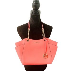 Michael Kors - Jet Set Large Saffiano Leather Shoulder Bag (Grapefruit)
